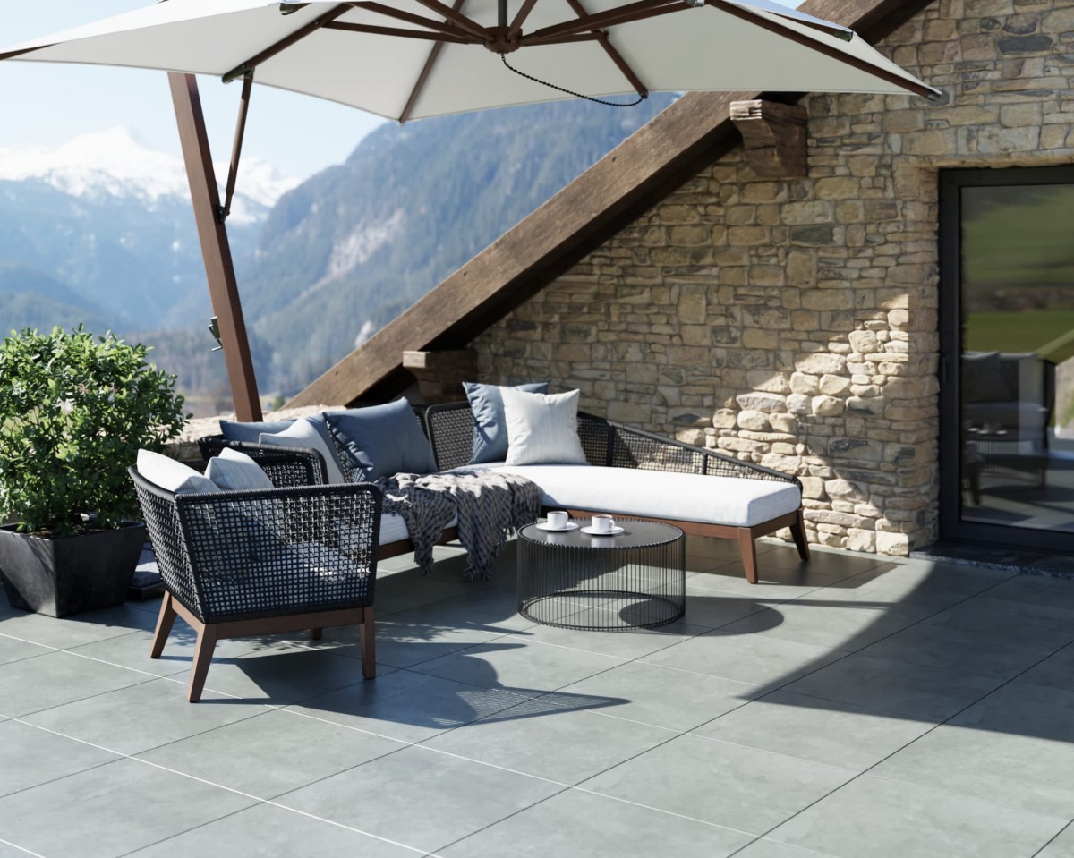 PŁYTKA TARASOWA BETON SZARA BRICO PIZZARA 2cm 60x60cm – dekoracyjne do wnętrz – Szklane Mozaiki