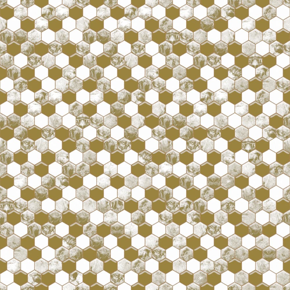Mozaika ceramiczna Heksagon Volcano Gold White - szklanemozaiki.pl