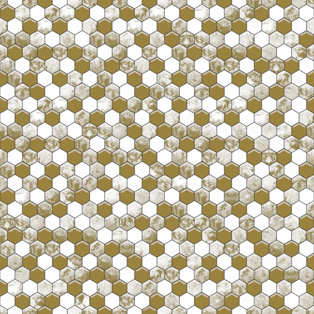 Mozaika ceramiczna Heksagon Volcano Gold White - szklanemozaiki.pl