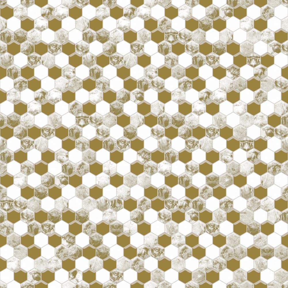 Mozaika ceramiczna Heksagon Volcano Gold White - szklanemozaiki.pl
