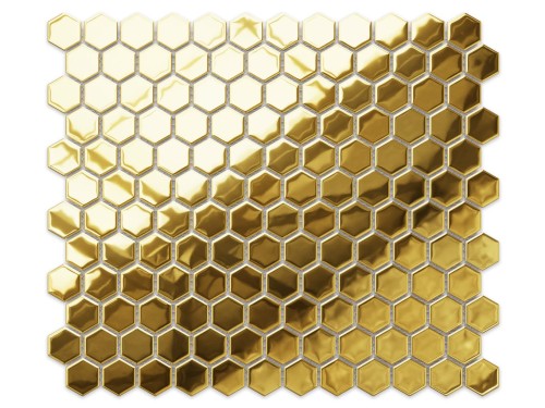 MOZAIKA SZKLANA MINI HEKSAGON GOLD ZŁOTA METALIC
