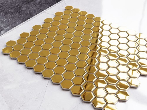 MOZAIKA SZKLANA MINI HEKSAGON GOLD ZŁOTA METALIC