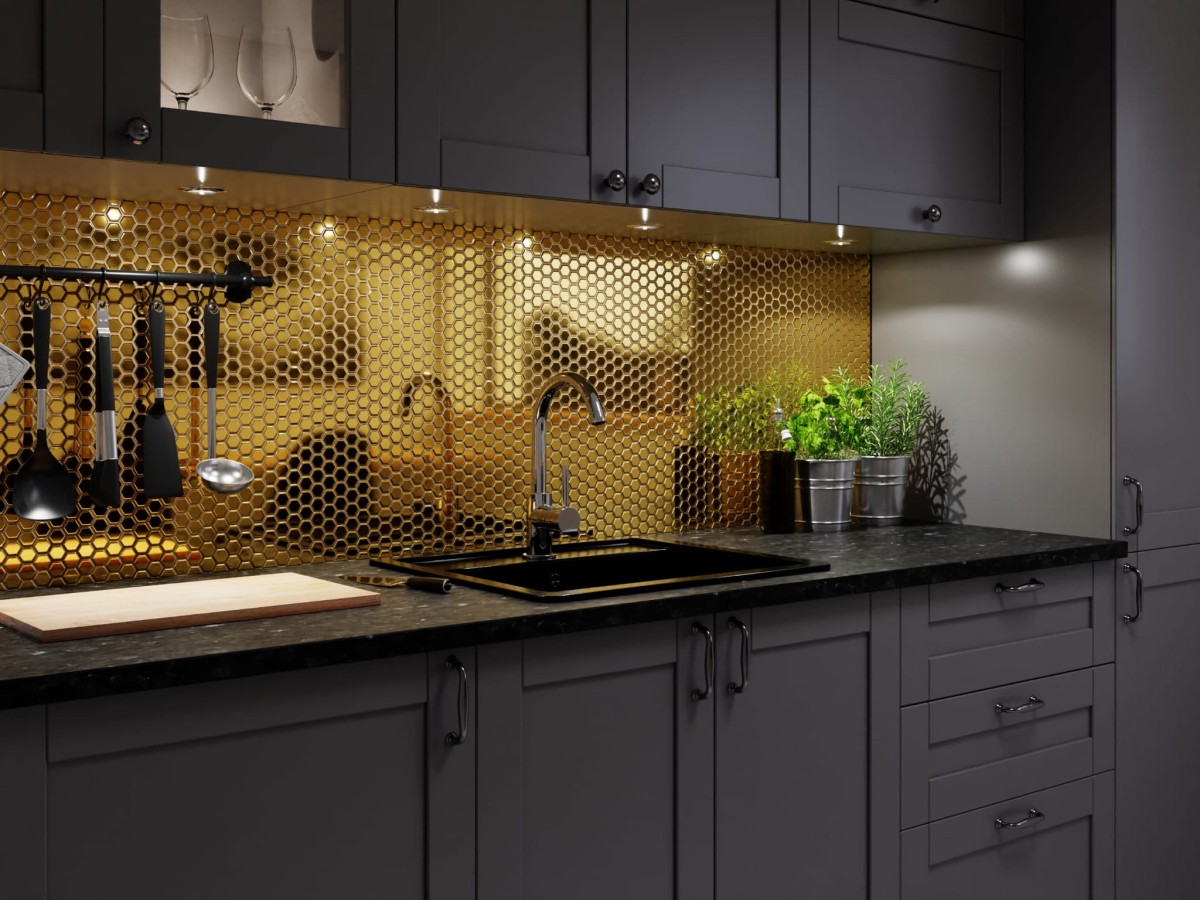 Mozaika ceramiczna Heksagon Gold metalic - szklanemozaiki.pl