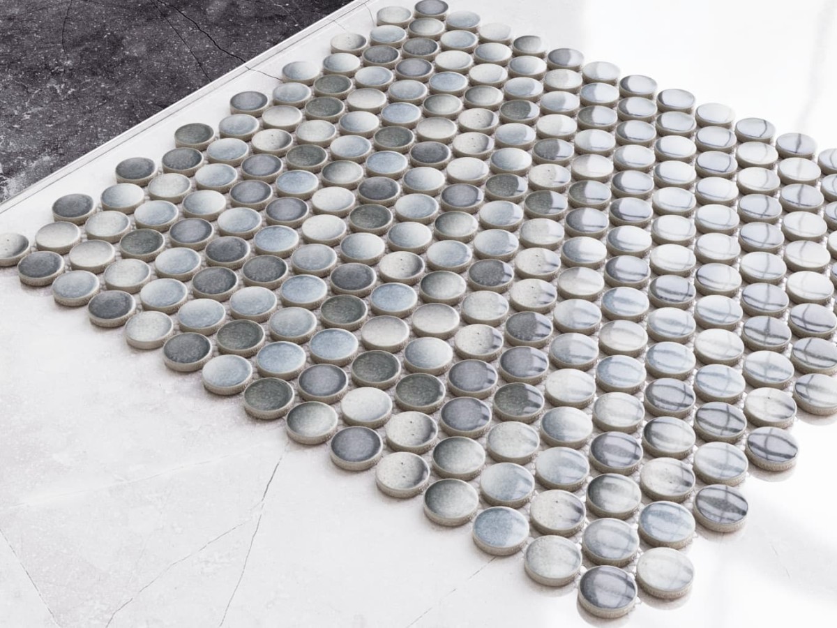 Mozaika ceramiczna Penny Dots multi grey połysk - szklanemozaiki.pl