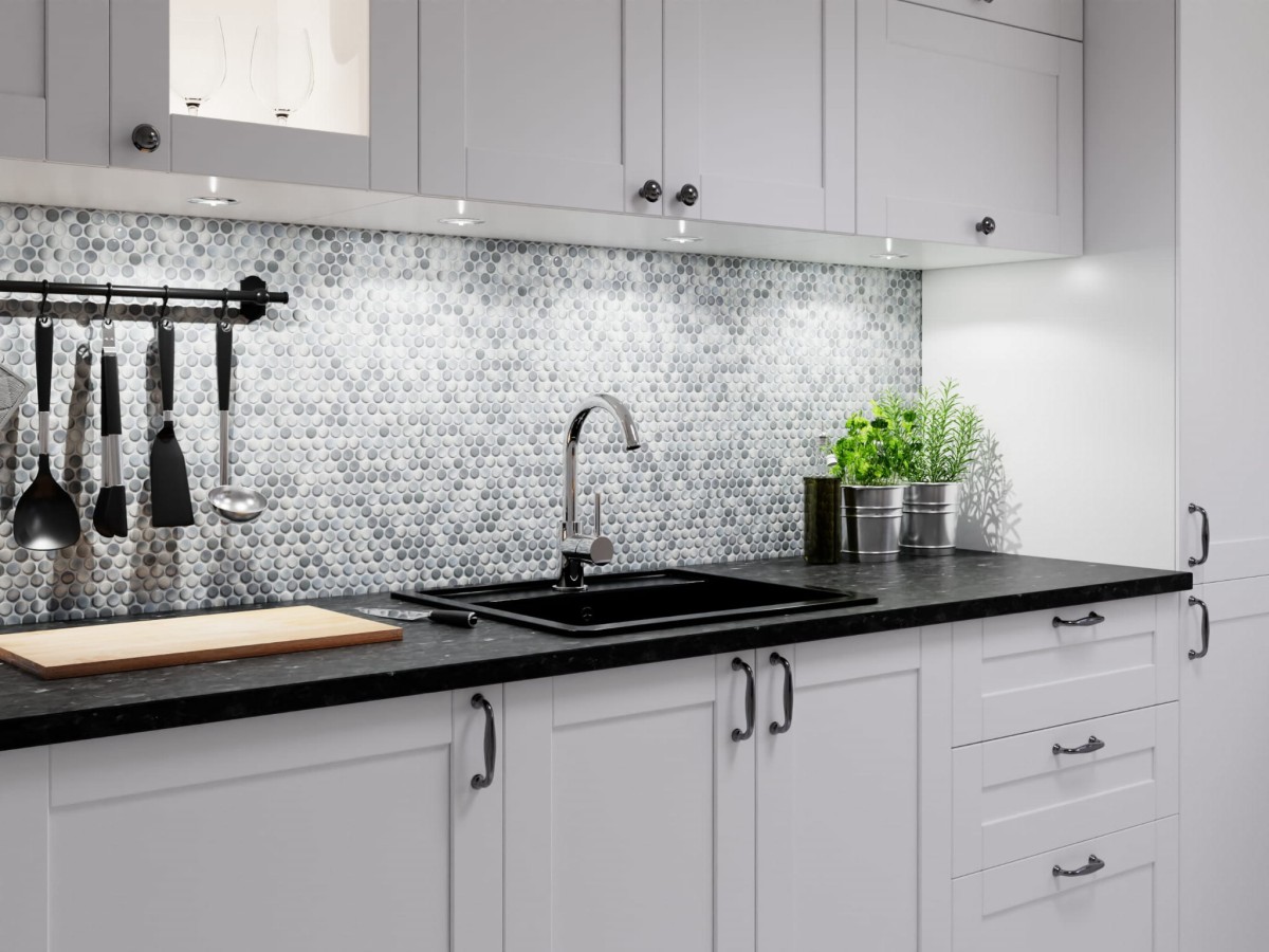 Mozaika ceramiczna Penny Dots multi grey połysk - szklanemozaiki.pl