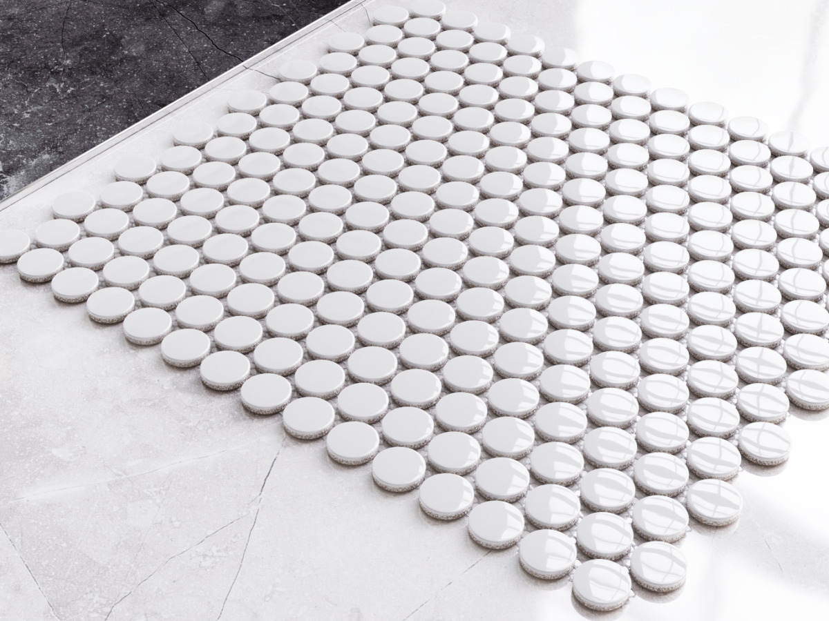 Mozaika ceramiczna Penny Dots white połysk - szklanemozaiki.pl