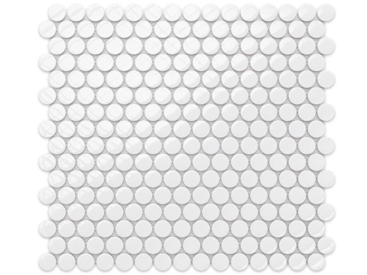 Mozaika ceramiczna Penny Dots white połysk - szklanemozaiki.pl