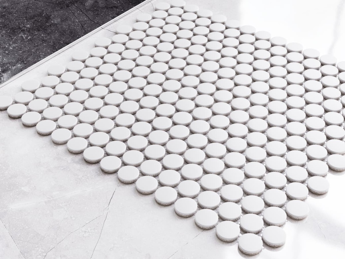 Mozaika ceramiczna Penny Dots white matowa - szklanemozaiki.pl