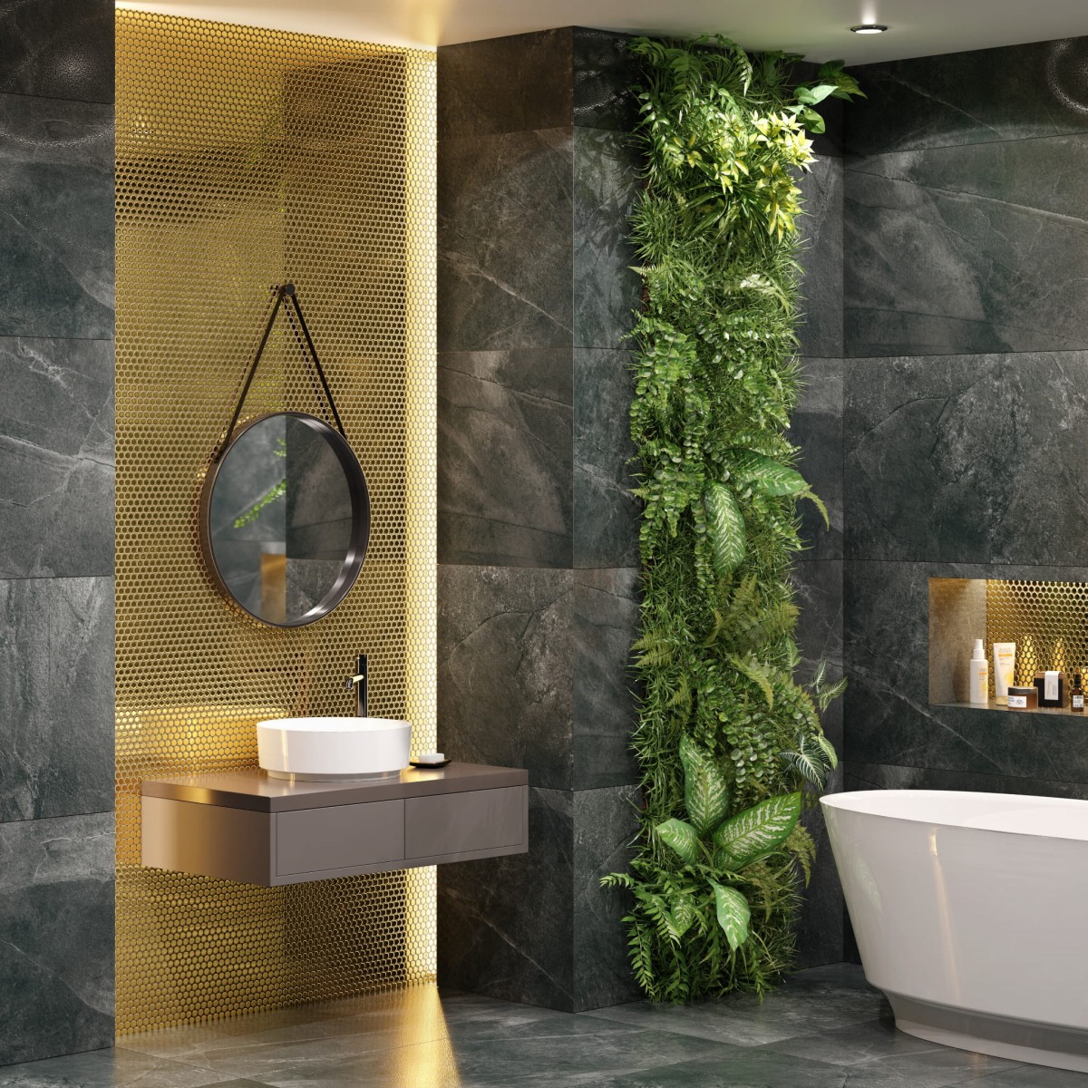 MOZAIKA CERAMICZNA PENNY DOTS ZŁOTA GOLD – dekoracyjne do wnętrz – Szklane Mozaiki