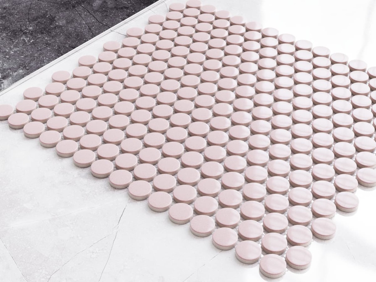 MOZAIKA CERAMICZNA PENNY DOTS ROSE RÓŻÓWA MATOWA – dekoracyjne do wnętrz – Szklane Mozaiki