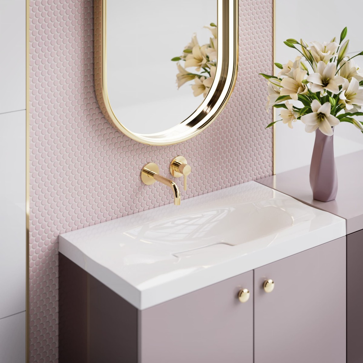 MOZAIKA CERAMICZNA PENNY DOTS ROSE RÓŻÓWA MATOWA – dekoracyjne do wnętrz – Szklane Mozaiki