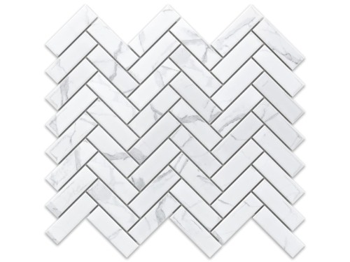 MOZAIKA CERAMICZNA CHEVRON HERRINGBONE JODEŁKA CARRARA MATOWA