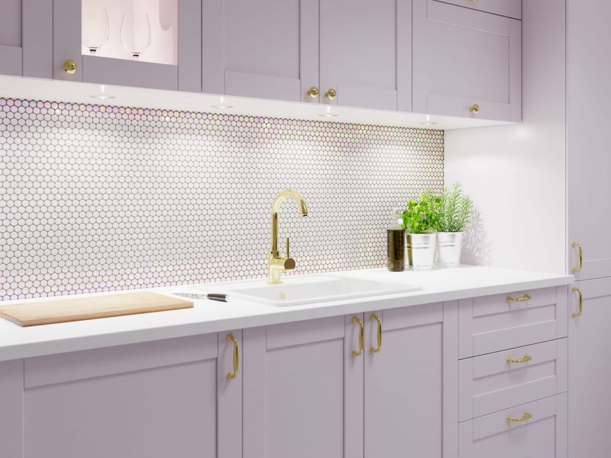 Mozaika ceramiczna Penny Dots white pearl połysk - szklanemozaiki.pl