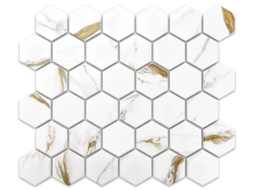 MOZAIKA CERAMICZNA HEKSAGON CARRARA GOLD
