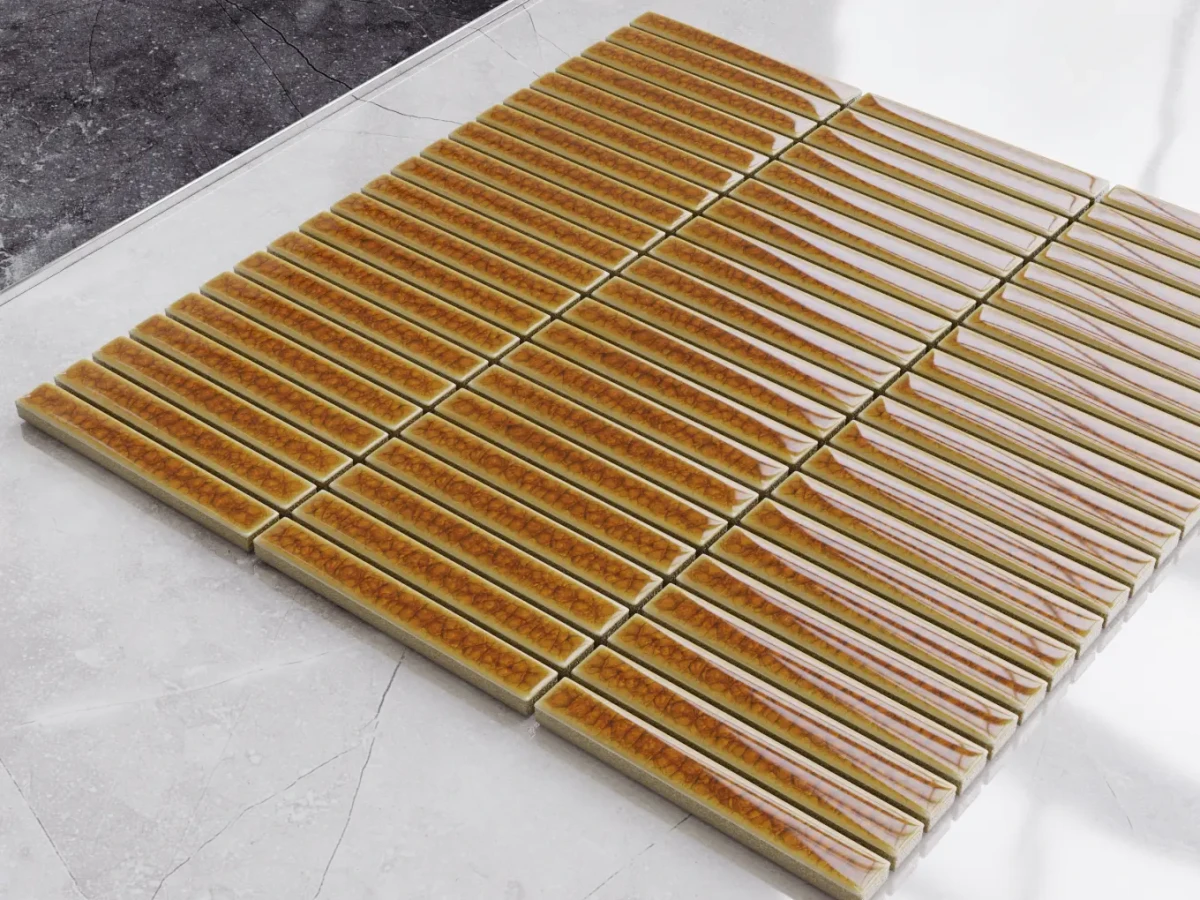 MOZAIKA CERAMICZNA MINI PIANO BROWN CRACKLE – dekoracyjne do wnętrz – Szklane Mozaiki