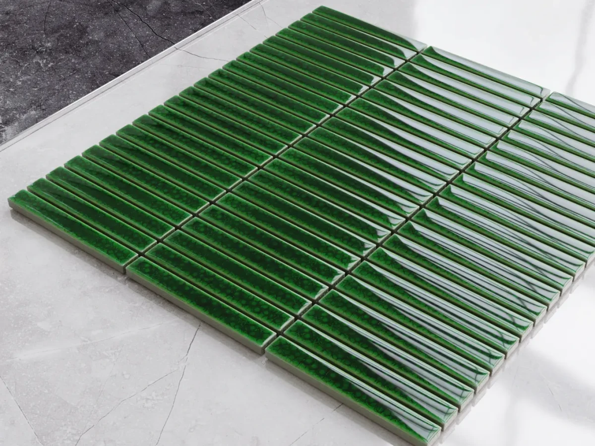 Mozaika ceramiczna Mini Piano Green Crackle