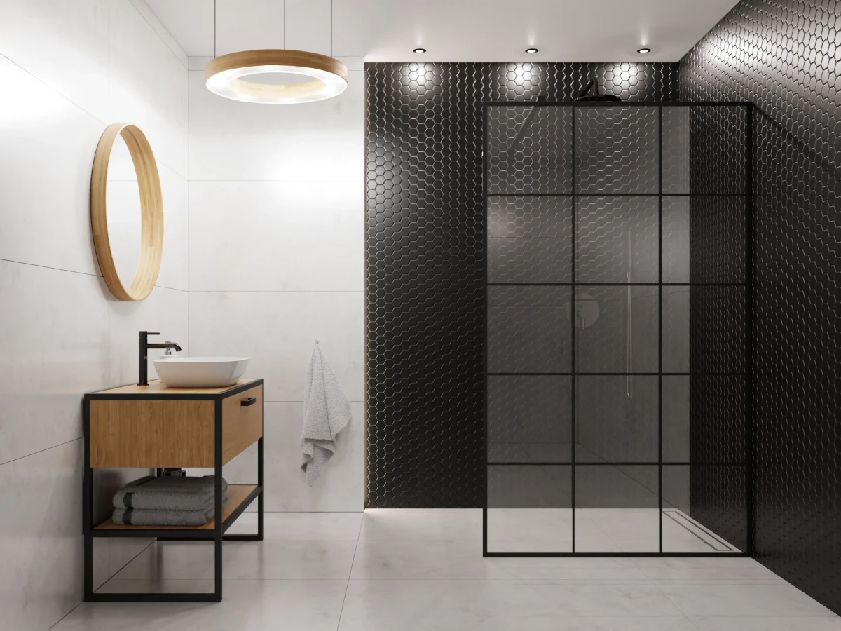 MOZAIKA CERAMICZNA HEKSAGON BLACK MATOWA – dekoracyjne do wnętrz – Szklane Mozaiki