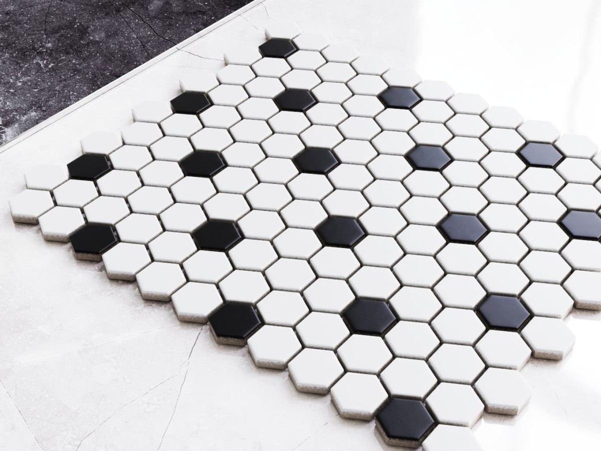 Mozaika ceramiczna Heksagon mini Carraca matowa - szklanemozaiki.pl