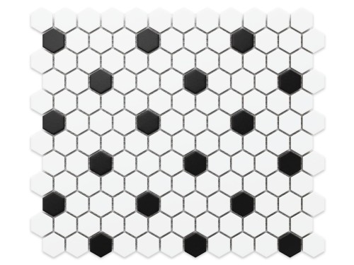 MOZAIKA CERAMICZNA MINI HEKSAGON BLACK & WHITE MATOWA