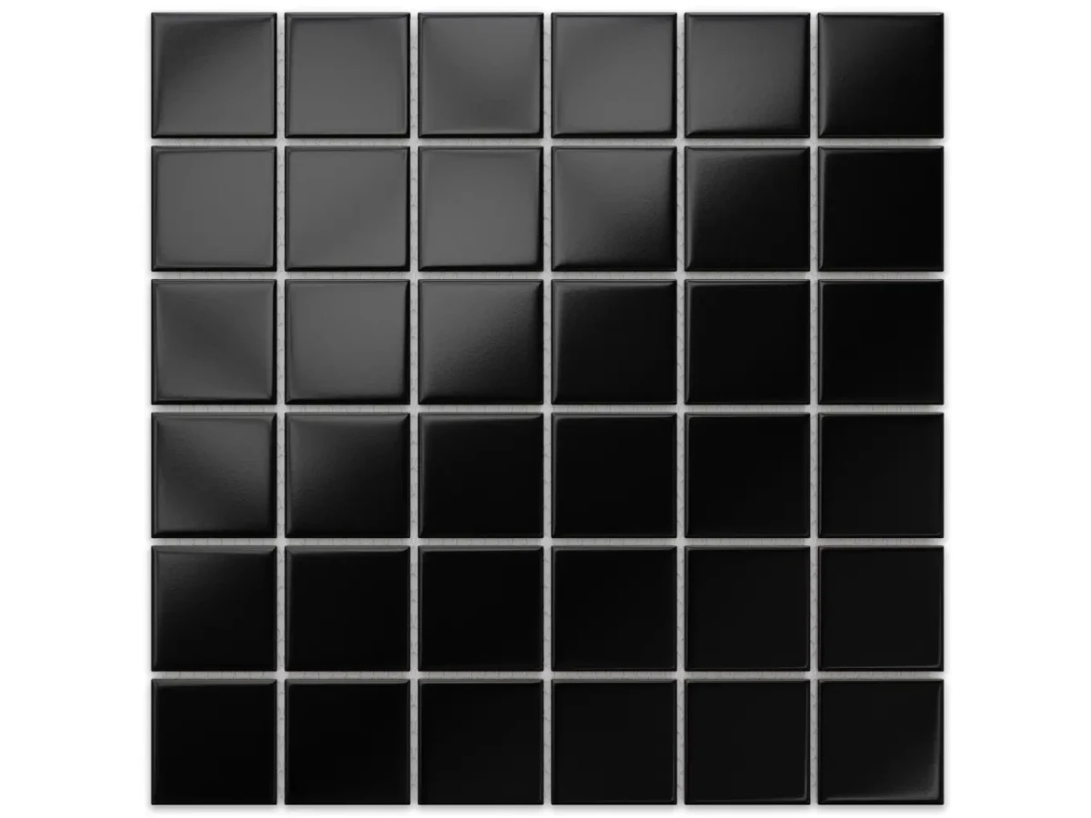 MOZAIKA CERAMICZNA SQUARE BLACK MATOWA – dekoracyjne do wnętrz – Szklane Mozaiki