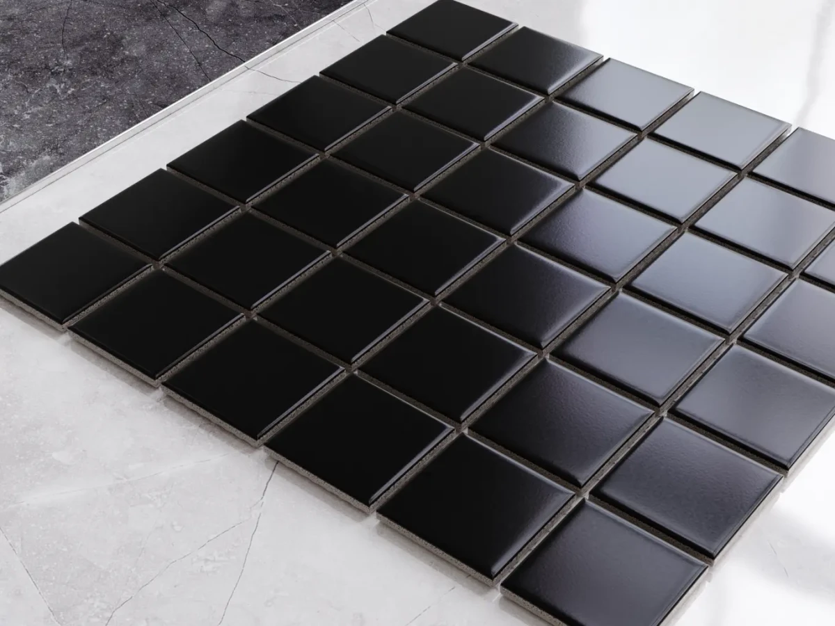 MOZAIKA CERAMICZNA SQUARE BLACK MATOWA – dekoracyjne do wnętrz – Szklane Mozaiki