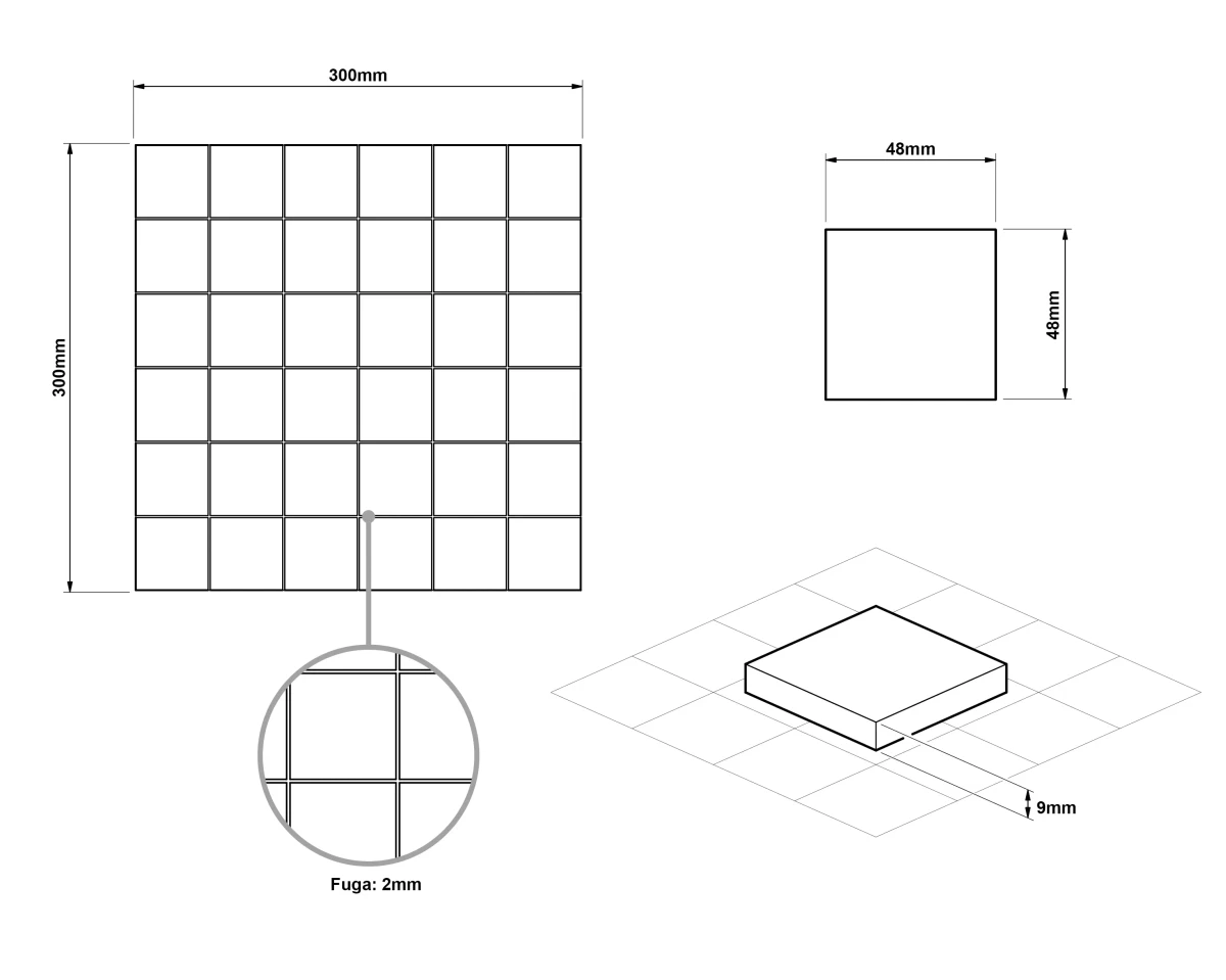MOZAIKA CERAMICZNA SQUARE BLACK MATOWA – dekoracyjne do wnętrz – Szklane Mozaiki