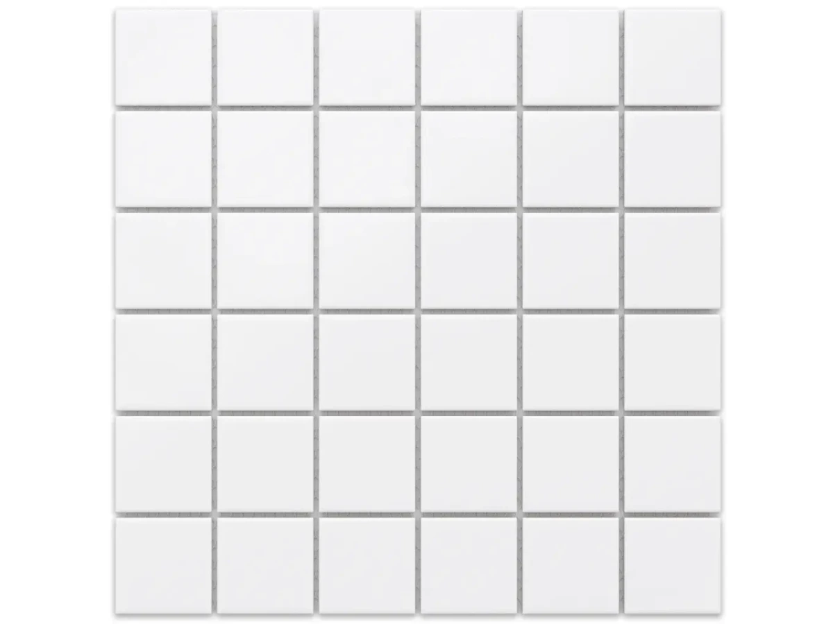 MOZAIKA CERAMICZNA SQUARE WHITE MATOWA – dekoracyjne do wnętrz – Szklane Mozaiki