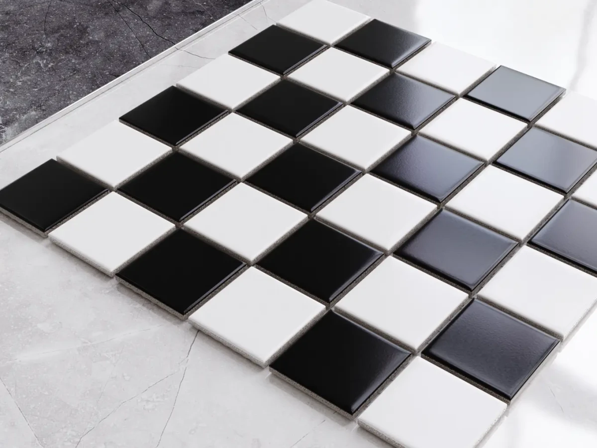 MOZAIKA CERAMICZNA SQUARE SZACHOWNICA MATOWA – dekoracyjne do wnętrz – Szklane Mozaiki