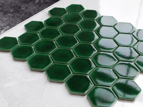 MOZAIKA CERAMICZNA HEKSAGON DEEP GREEN