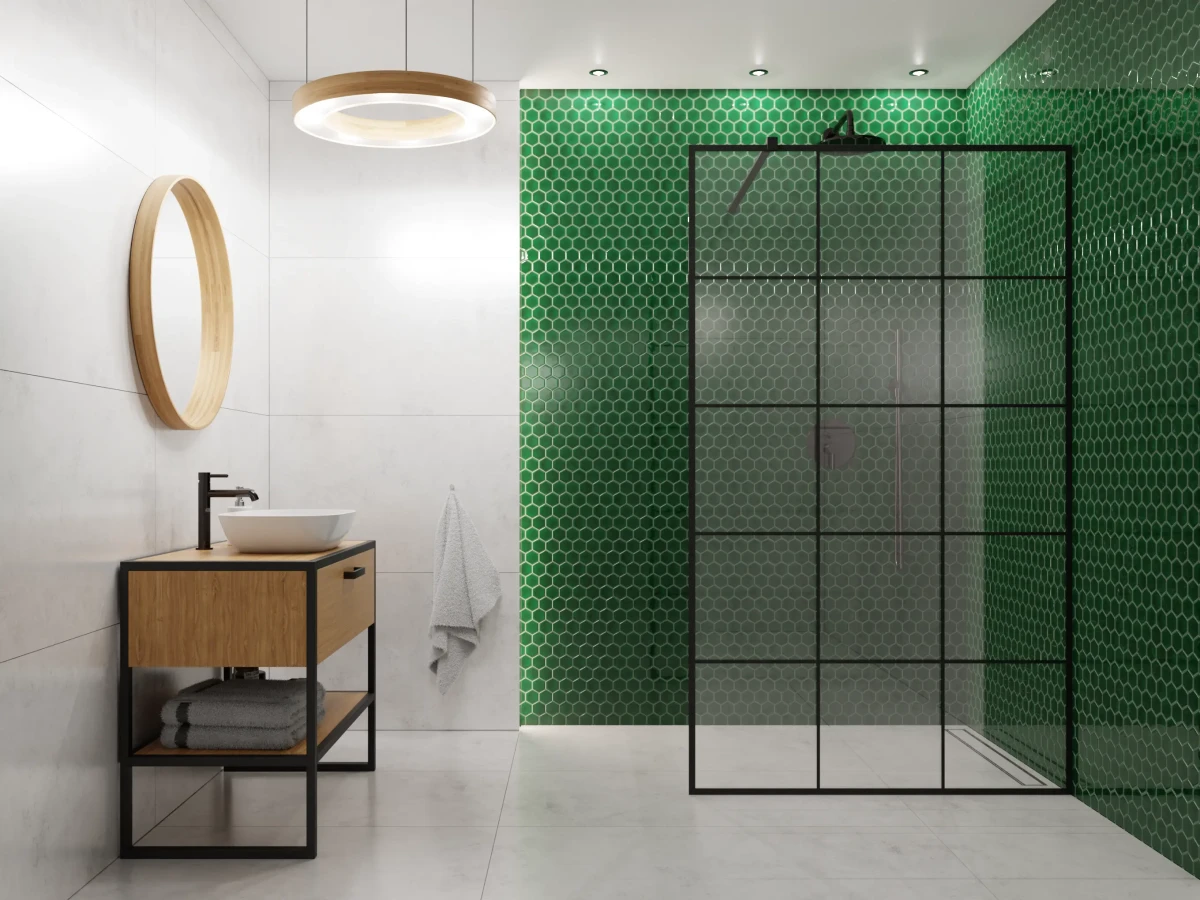 MOZAIKA CERAMICZNA HEKSAGON DEEP GREEN – dekoracyjne do wnętrz – Szklane Mozaiki