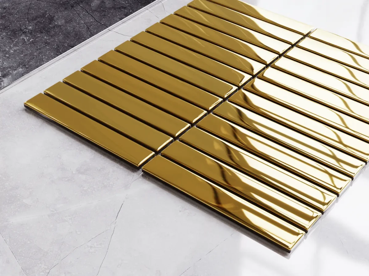 MOZAIKA SZKLANA PIANO GOLD ZŁOTA METALIC – dekoracyjne do wnętrz – Szklane Mozaiki