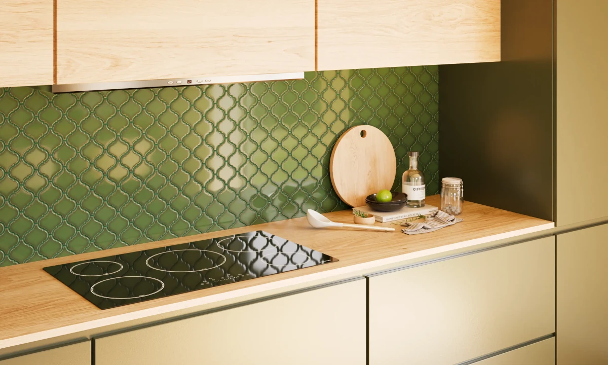 Mozaika ceramiczna Arabeska Deep Green szmaragdowa - szklanemozaiki.pl