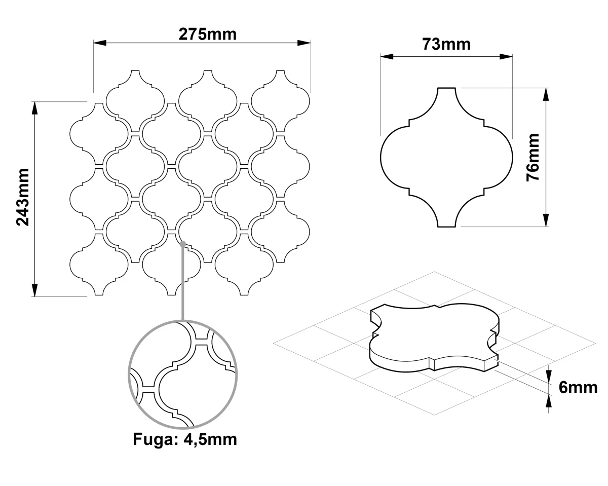Mozaika ceramiczna  Arabeska biała white - szklanemozaiki.pl
