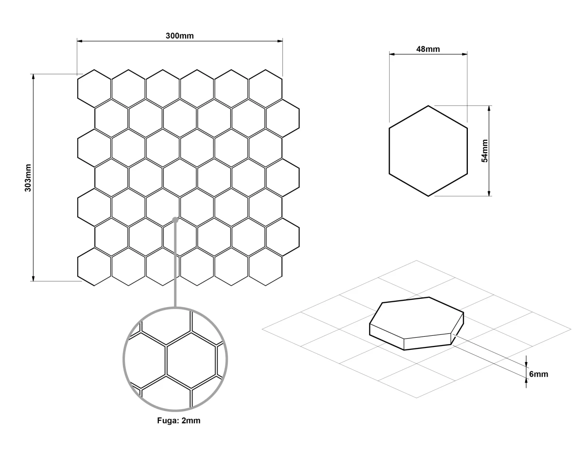 Mozaika ceramiczna Heksagon Volcano Gold White - szklanemozaiki.pl