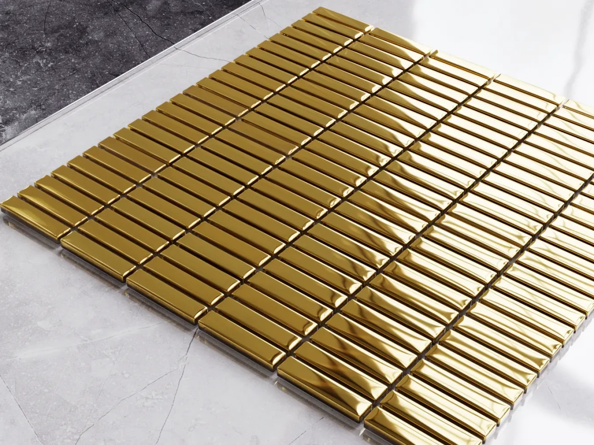 MOZAIKA SZKLANA NANO PIANO GOLD ZŁOTA METALIC – dekoracyjne do wnętrz – Szklane Mozaiki