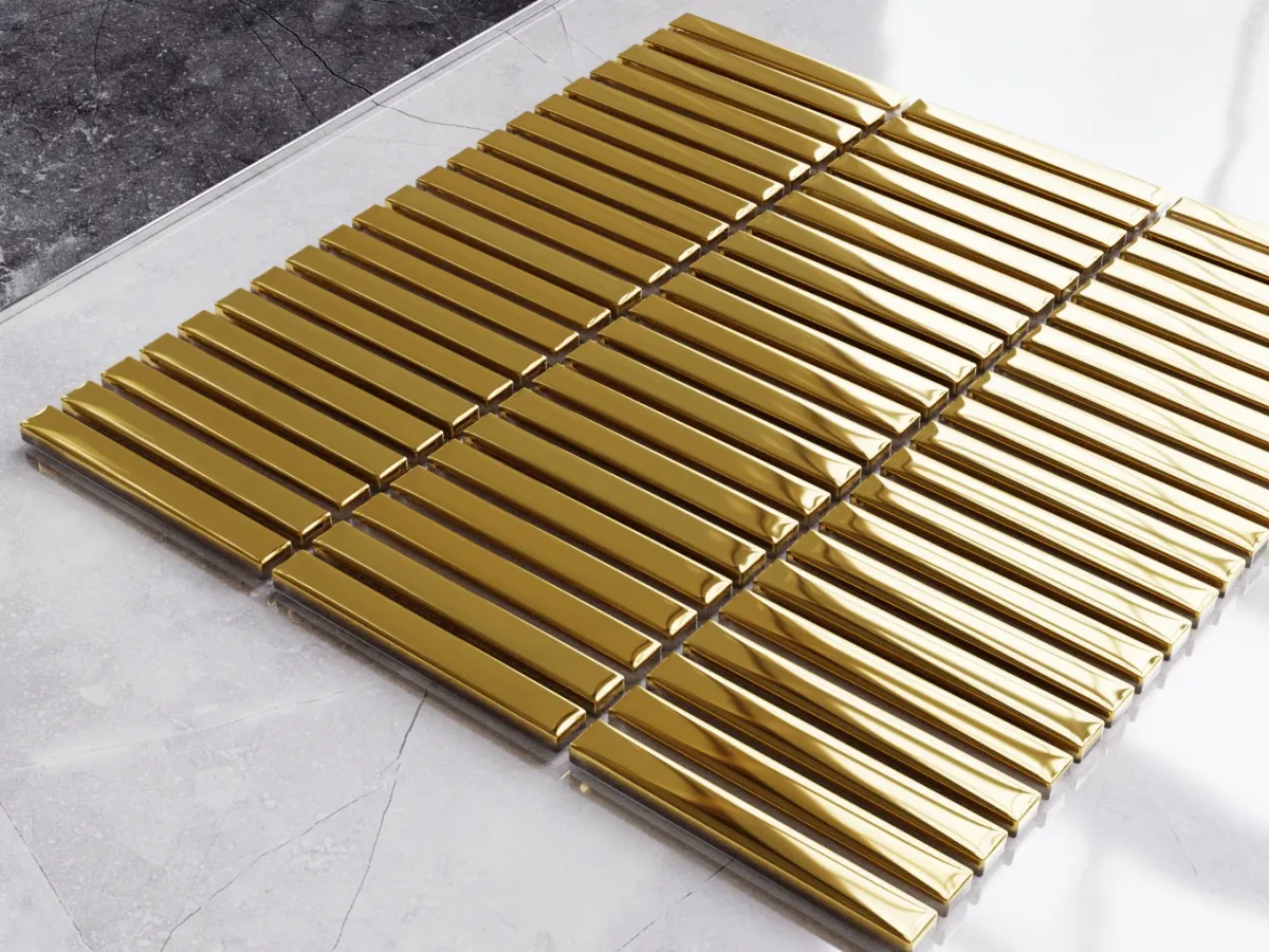 MOZAIKA SZKLANA MINI PIANO GOLD ZŁOTA METALIC – dekoracyjne do wnętrz – Szklane Mozaiki