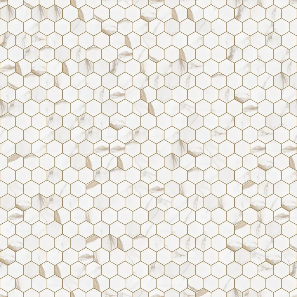 MOZAIKA CERAMICZNA HEKSAGON CARRARA GOLD – dekoracyjne do wnętrz – Szklane Mozaiki