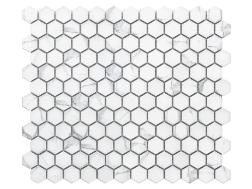 MOZAIKA CERAMICZNA MINI HEKSAGON CARRARA MAT CALACATA