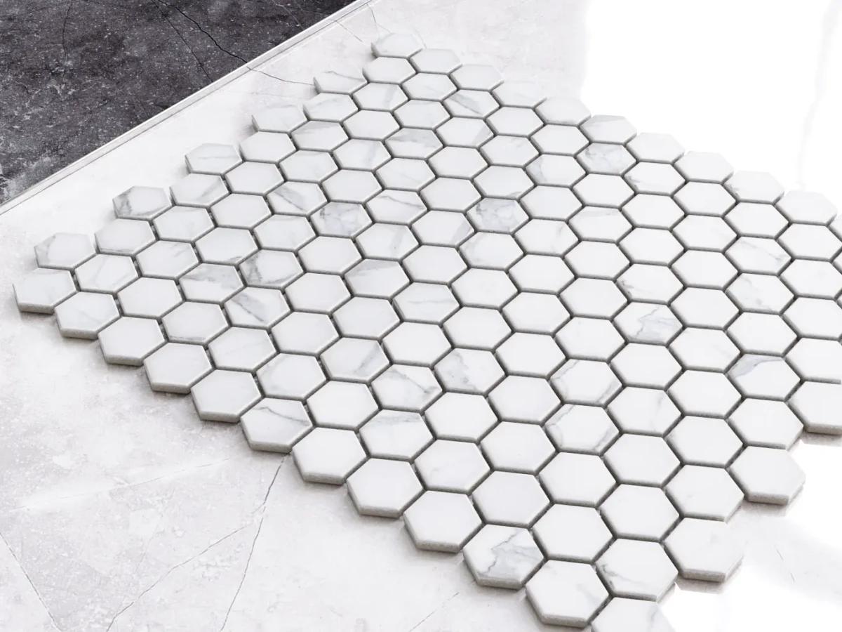 Mozaika ceramiczna Heksagon mini Carraca matowa - szklanemozaiki.pl