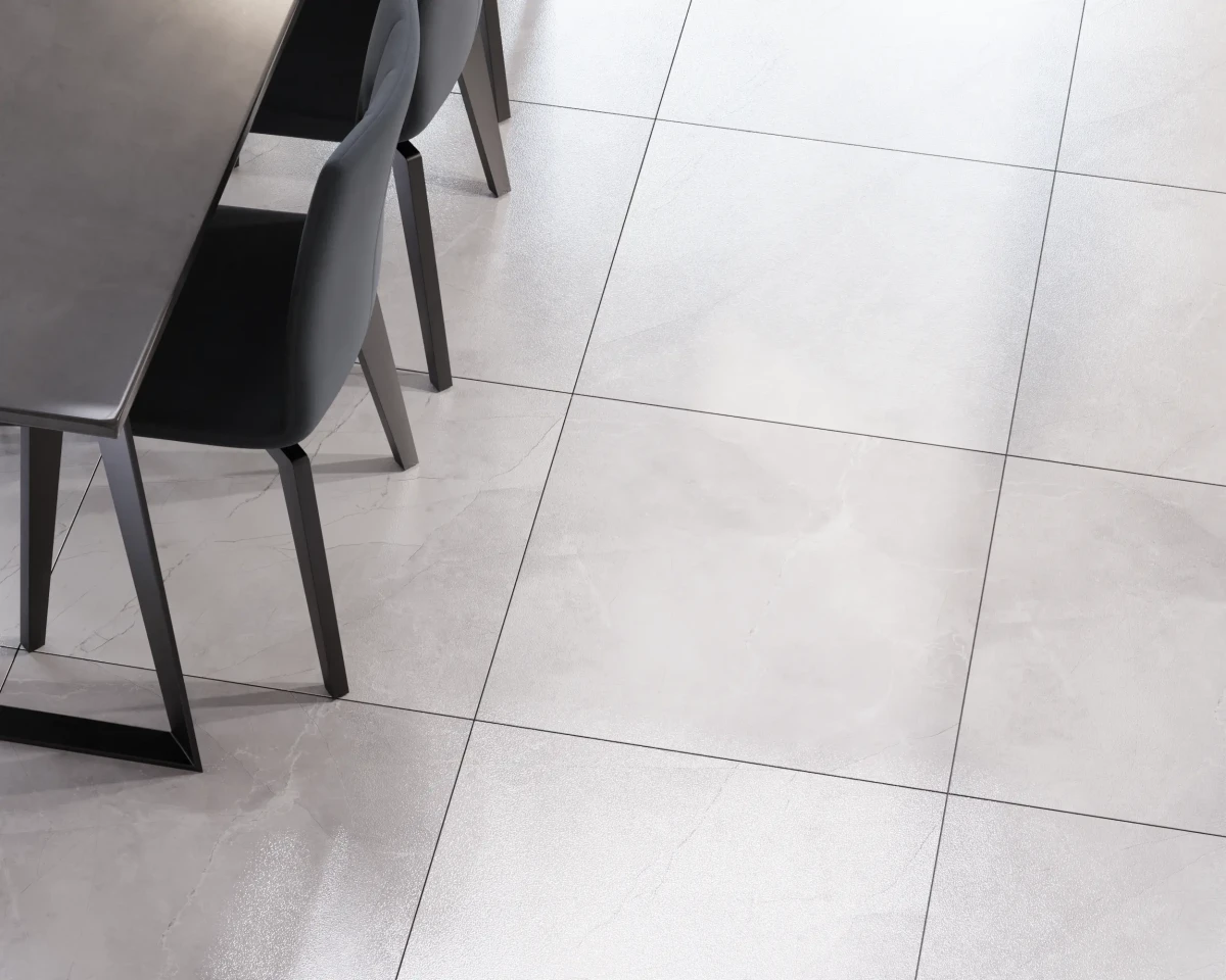 PŁYTKA REKTYFIKOWANA LELIO REMOS BIANCO JASNA SZARA LAPPATO 59.5x59.5cm  – dekoracyjne do wnętrz – Szklane Mozaiki
