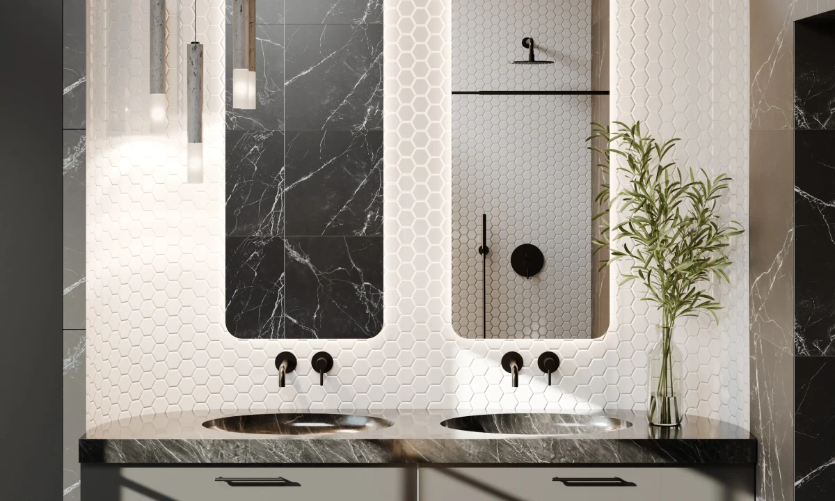 Mozaika ceramiczna Heksagon white biały matowy duży - szklanemozaiki.pl