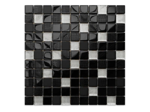 MOZAIKA SZKLANA NERO SILVERSTAR  30x30cm 6mm