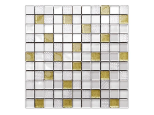 MOZAIKA SZKLANA WHITE GOLDSTAR 30x30cm 6mm