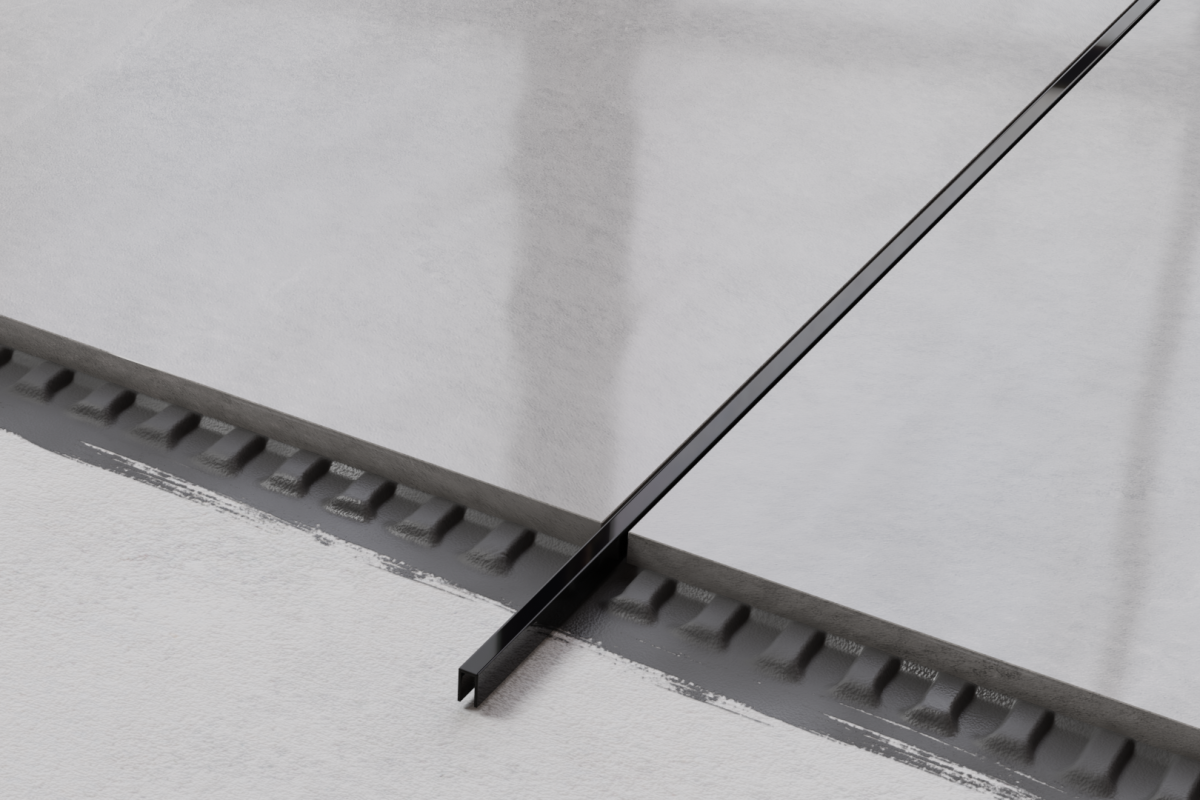 OUTLET - PROFIL METALOWY REKTYFIKOWANY U (5 x 2440 mm) CZARNY POŁYSK – dekoracyjne do wnętrz – Szklane Mozaiki