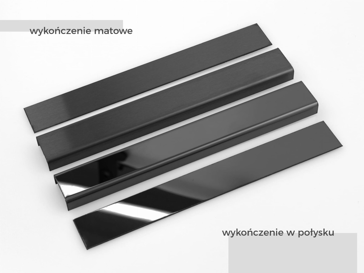 OUTLET - ZESTAW 10szt. PROFIL METALOWY REKTYFIKOWANY U (5 x 2440 mm) CZARNY POŁYSK – dekoracyjne do wnętrz – Szklane Mozaiki