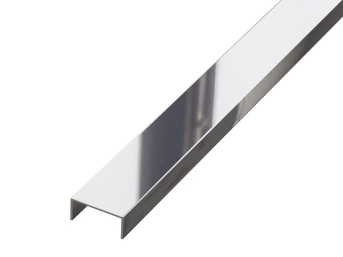 OUTLET - ZESTAW 10szt. PROFIL METALOWY REKTYFIKOWANY U (40 x 2440 mm) SREBRNY POŁYSK  – dekoracyjne do wnętrz – Szklane Mozaiki