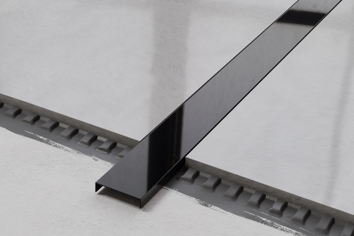 OUTLET - ZESTAW 10szt. PROFIL METALOWY REKTYFIKOWANY U (40 x 2440mm) CZARNY POŁYSK  – dekoracyjne do wnętrz – Szklane Mozaiki