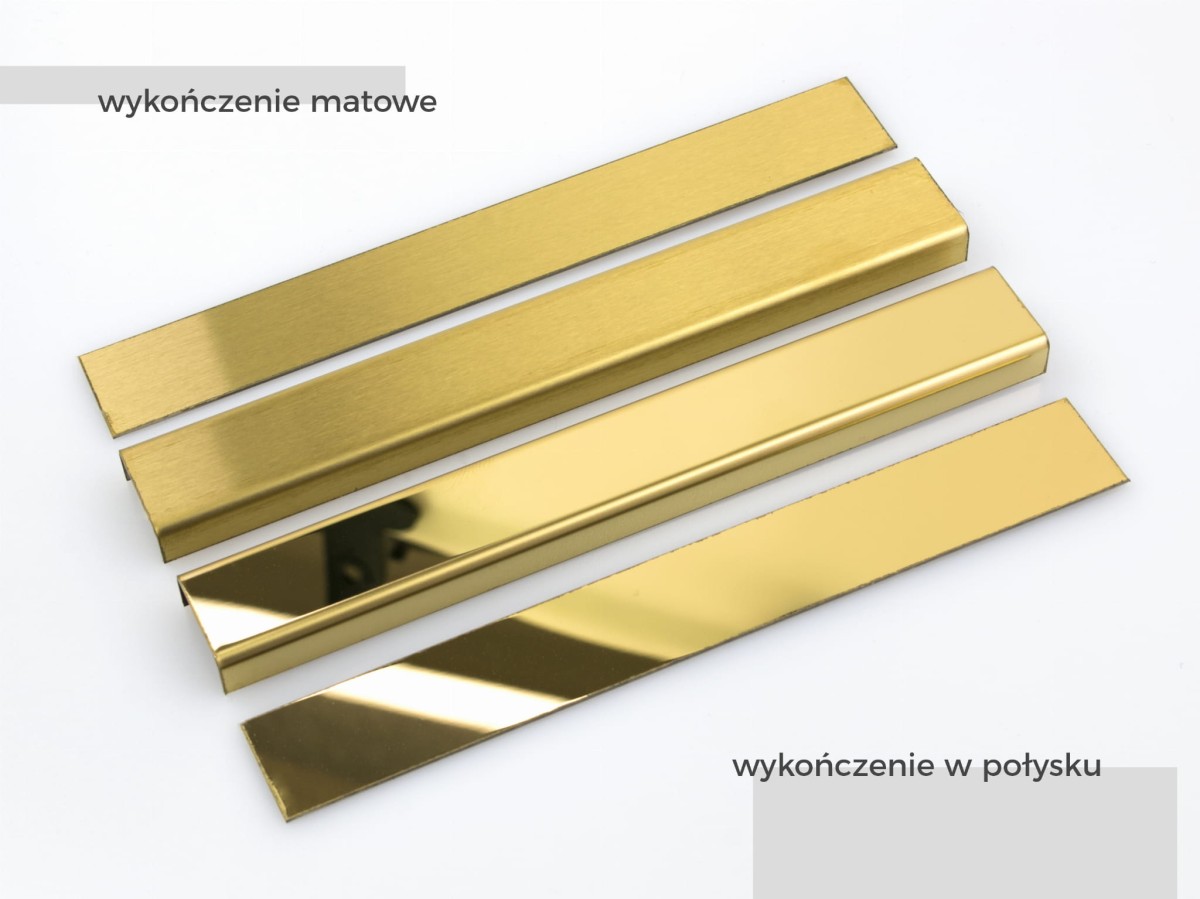 OUTLET - PROFIL METALOWY REKTYFIKOWANY U (5 x 2440mm)  ZŁOTY POŁYSK  – dekoracyjne do wnętrz – Szklane Mozaiki