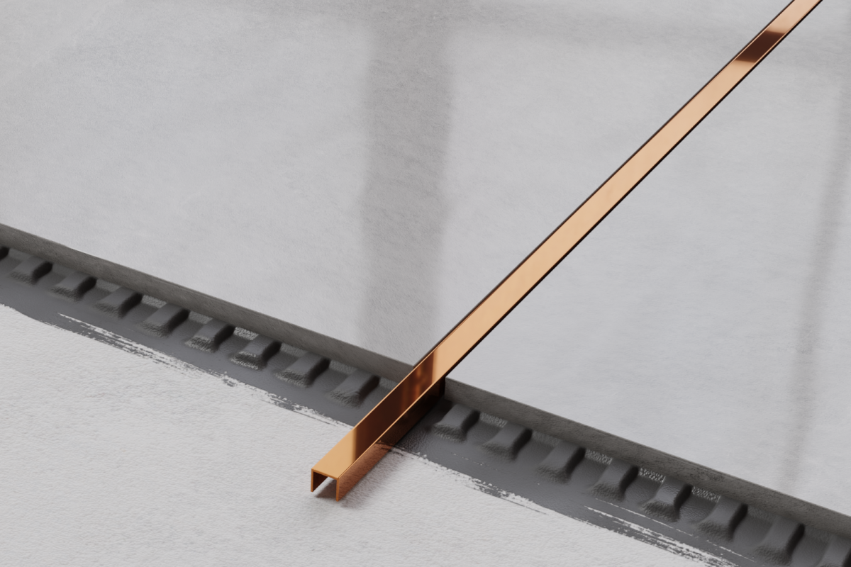 OUTLET - ZESTAW 10szt. PROFIL METALOWY REKTYFIKOWANY U (10 x 2440mm) MIEDZIANY POŁYSK – dekoracyjne do wnętrz – Szklane Mozaiki