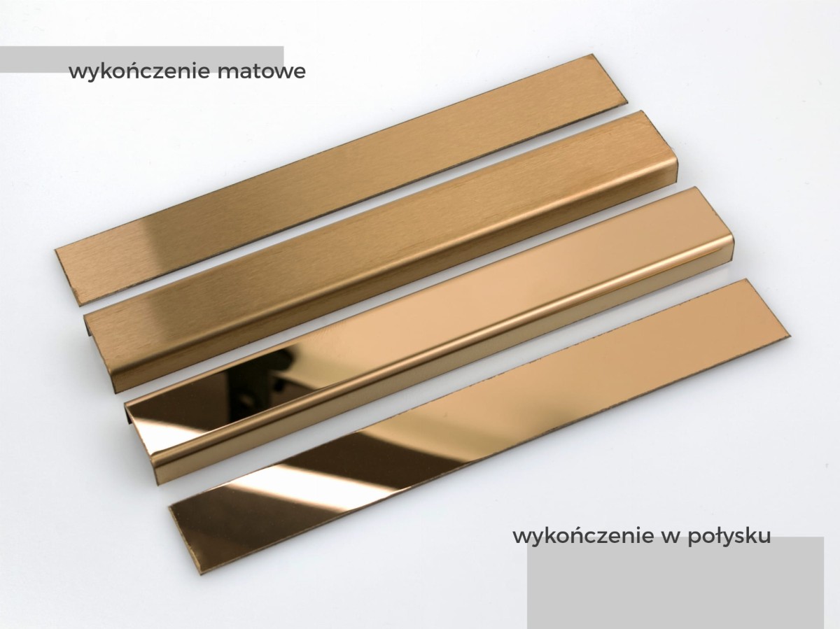 OUTLET - ZESTAW 10szt. PROFIL METALOWY REKTYFIKOWANY U (10 x 2440mm) MIEDZIANY POŁYSK – dekoracyjne do wnętrz – Szklane Mozaiki